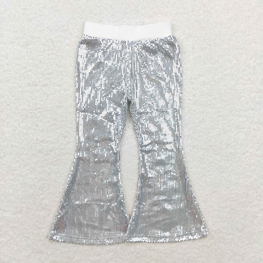 Baby Girl Silver Sequins Bell Bottom Pants
