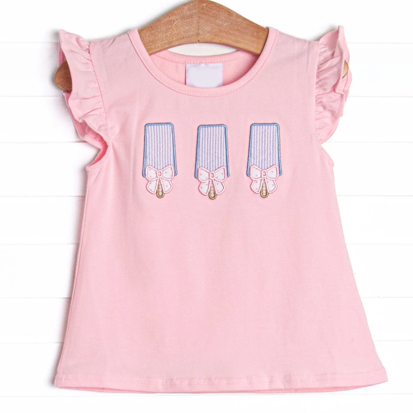 Pre-order GT0533 Baby Girl Pink Cotton Flutter Sleeves Tops
