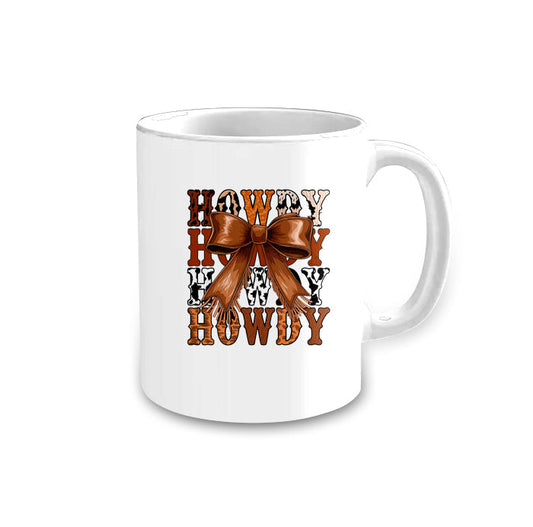 ( No moq ) Preorder Ceramic Mug Western Howdy Bow Cup Free Sipping
