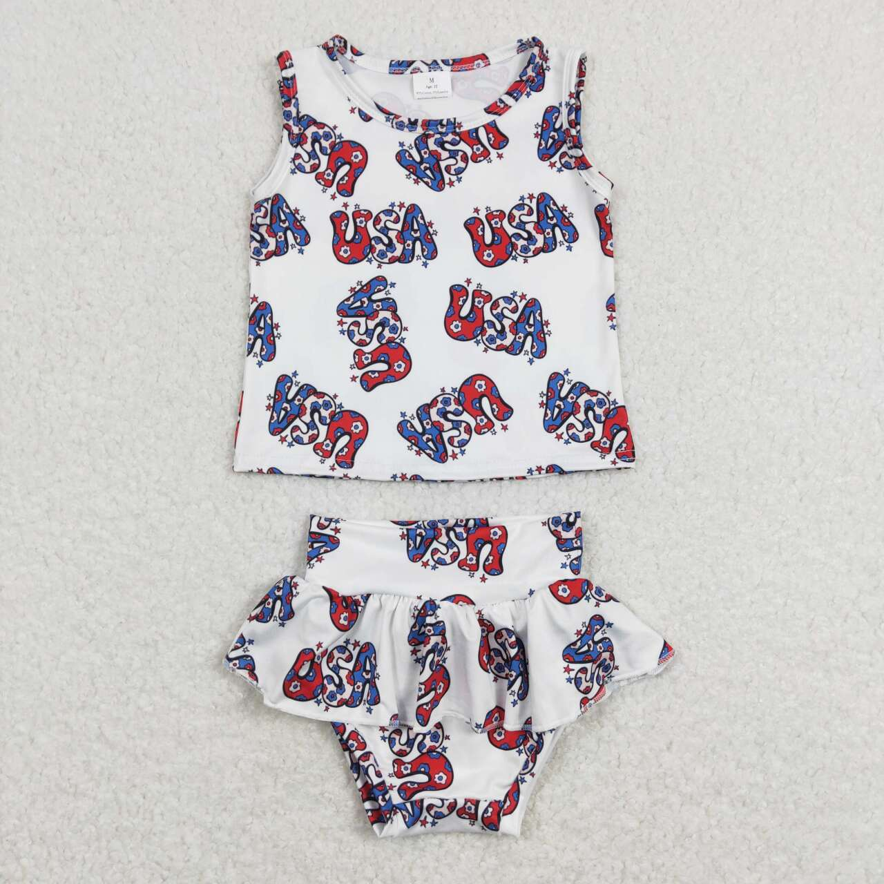 GBO0225 Baby Girl July 4th USA Shirt Bummies Shorts Set