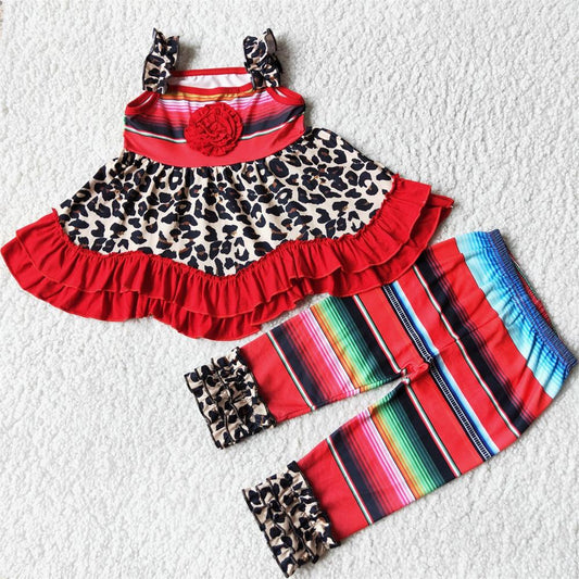 Promotion D3-18 Baby Girl Leopard Stripes Outfits
