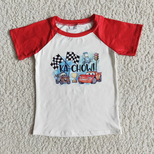 Promotion Baby Boy Short Sleeves Car T-shirt Top