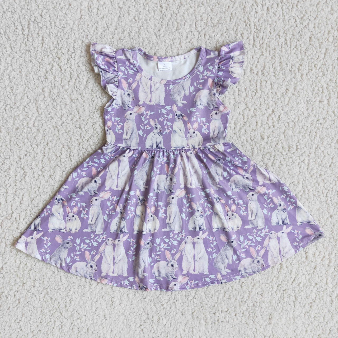 Promotion D4-18 Baby Girl Easter Rabbit Purple Dress