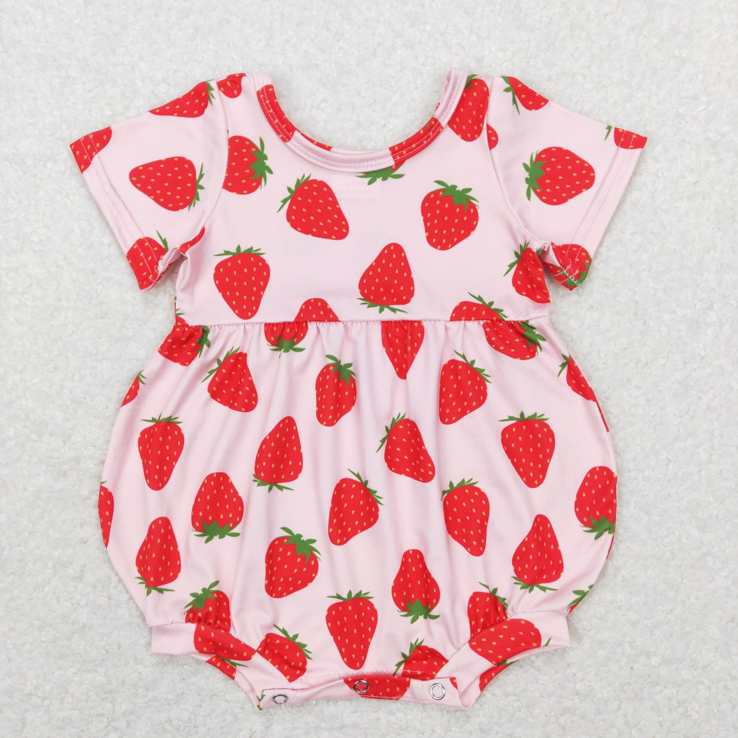 SR0535 Baby Girl Strawberry Short Sleeves Romper