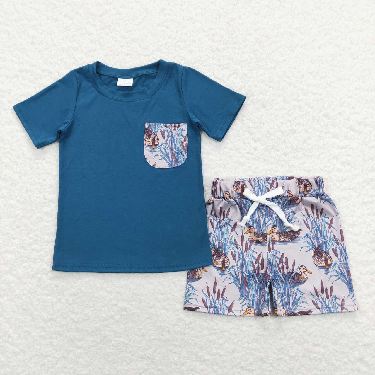 Baby Boy Short Sleeves Pocket Shirt Ducks Dogs Shorts Hunting Set Sibling Clothes RTS