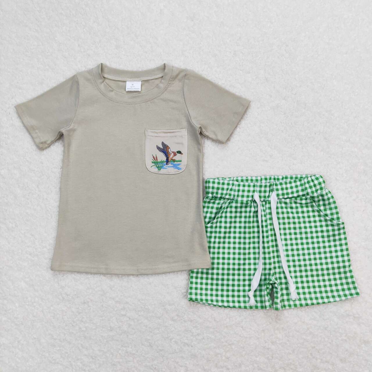 Baby Boy Short Sleeves Pocket Shirt Ducks Dogs Shorts Hunting Set Sibling Clothes RTS