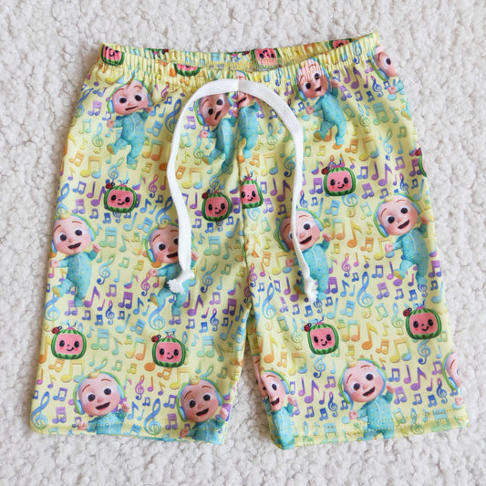 Promotion Baby Boy Toddler Cartoon Melon Yellow Swim Trunks Shorts RTS