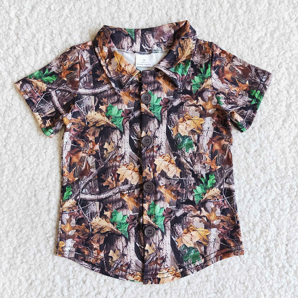 Baby Boy Short Sleeves Camo Ducks Sibling Buttons Shirt RTS