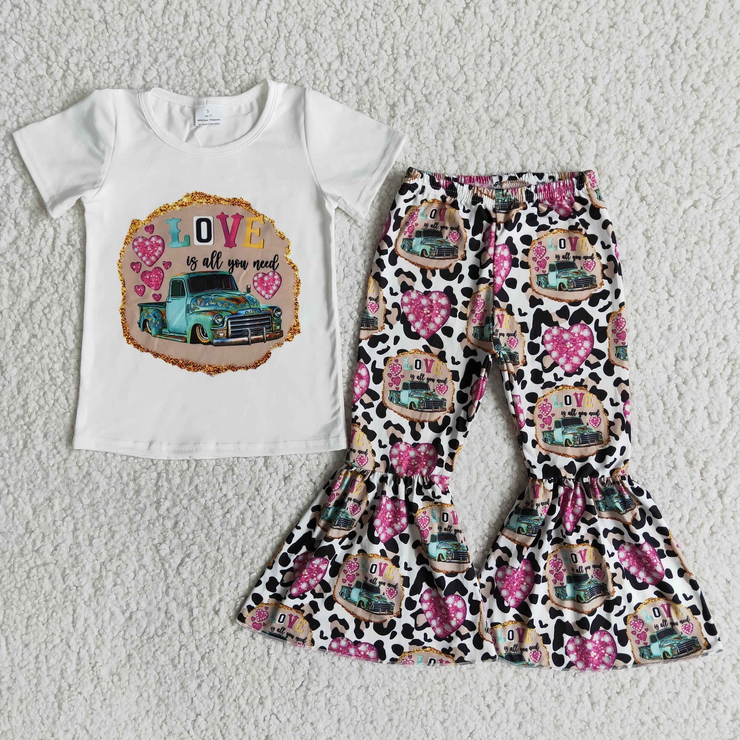 Promotion Baby Girls Kids Bell Pants Car Set RTS