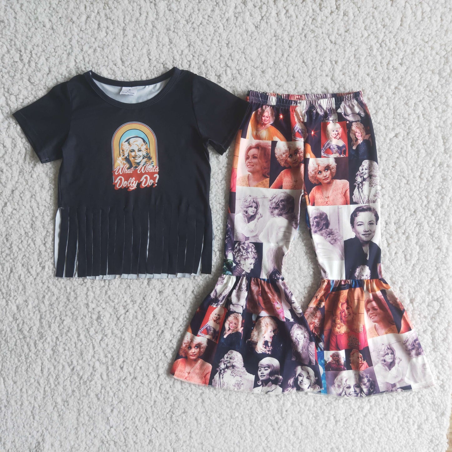 Promotion Baby Kids Short Sleeves Shirt Bell Pants Singer Set