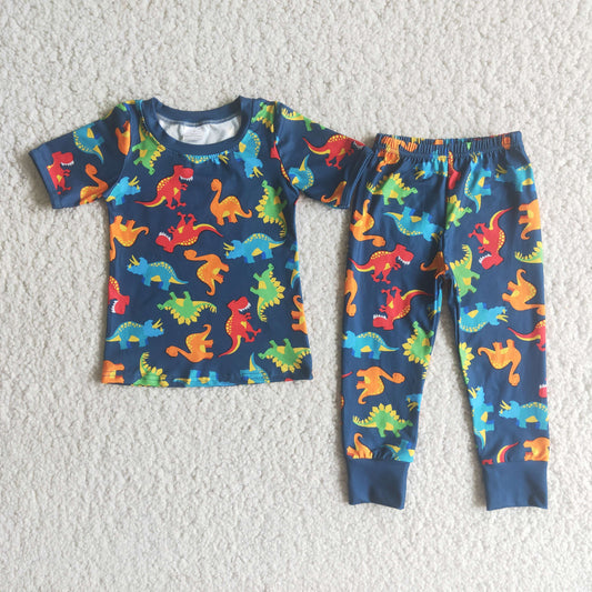 Promotion Baby Boy Short Sleeves Shirt Dinosaurs Pants Pajamas Outfit