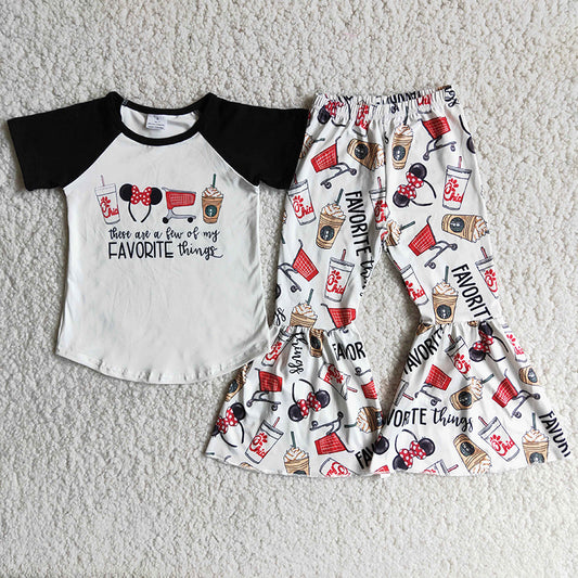 Promotion Baby Girl Short Sleeves Mouse Shirt Cartoon Bell Pants Outfit
