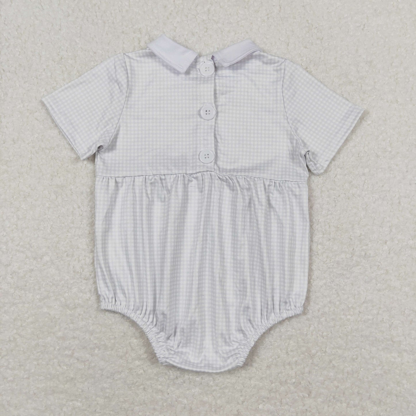 Baby Boy Girl Short Sleeves Plaid Buttons Bubble One Piece Sibling Summer Romper RTS