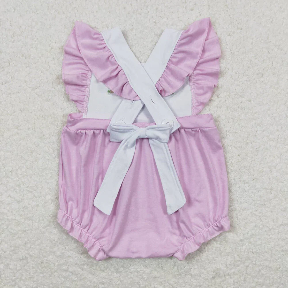 Baby Boy Girl Kids Short Sleeves Embroidery Easter Rabbits Sibling Romper Dresse Clothes Set