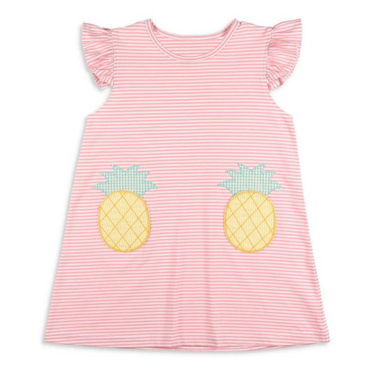 Moq 3 Pre-order GSD0959 Baby Girl Pineapple Stripes Dress