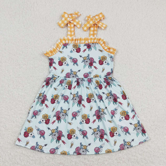 Baby Girl Plaid Sleeveless Floral Summer Dress