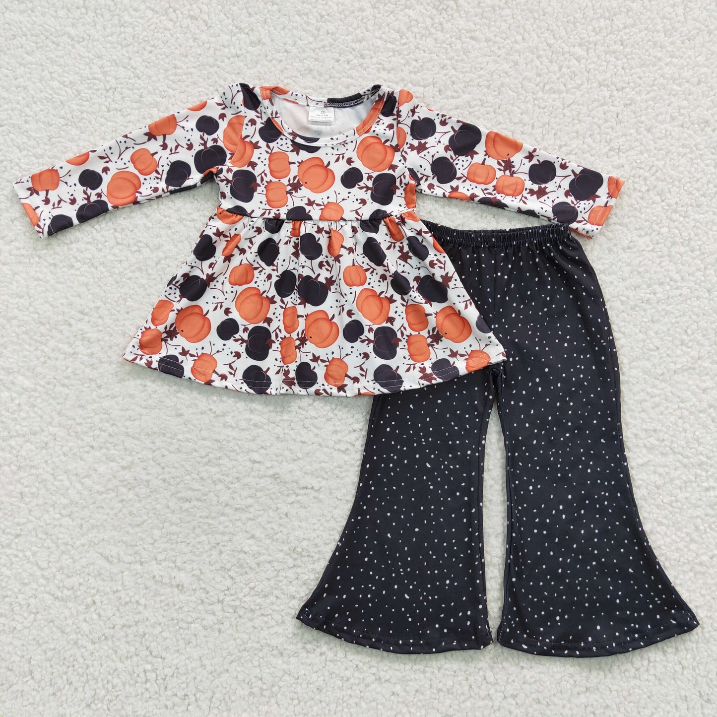 GLP0430 Halloween Baby Girl Long Sleeves Pumpkin Tunic Bell Pants Fall Outfit