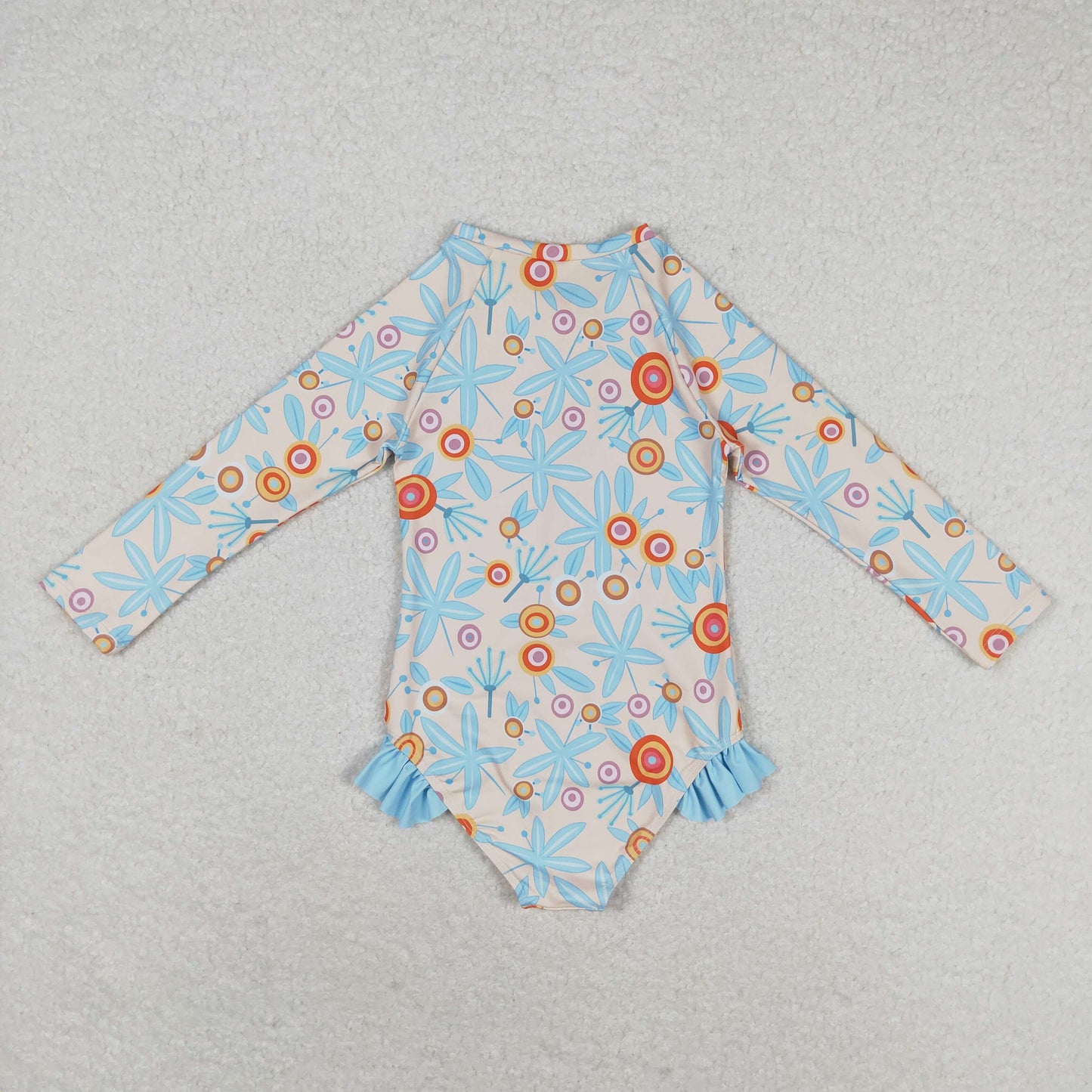 Baby Girl Long Sleeves Flower One Piece Swimsuit