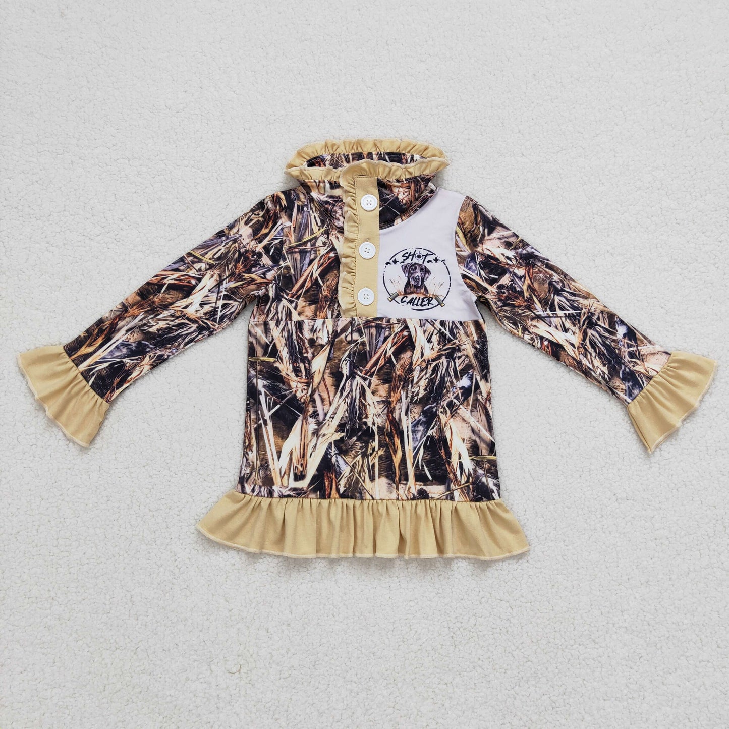 BT0333 Baby Boy Long Sleeves Dog Camo Zipper Hunting Pullover