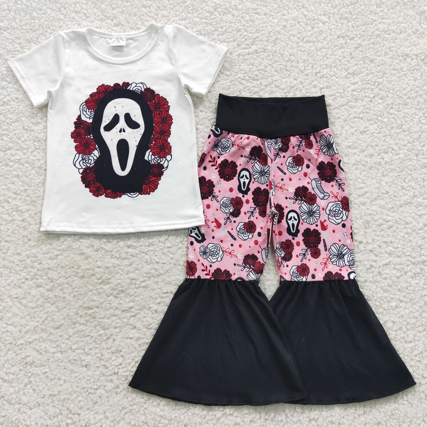 Baby Girl Halloween Floral Bell Pants Outfit