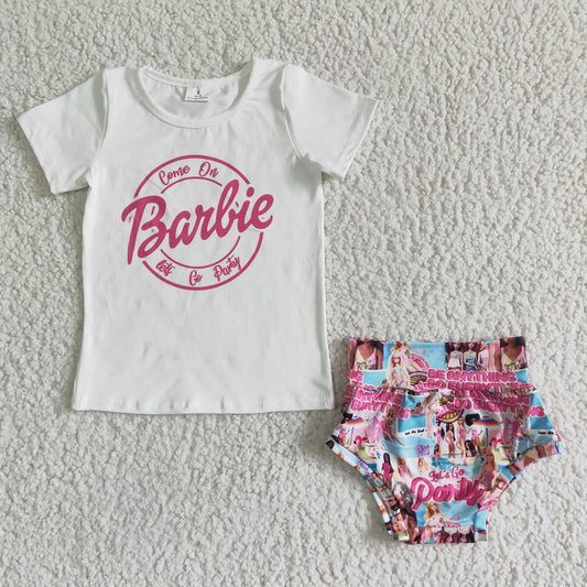 Promotion Baby Girl Short Sleeves Doll Shirt Pink Shorts Bummies Outfit