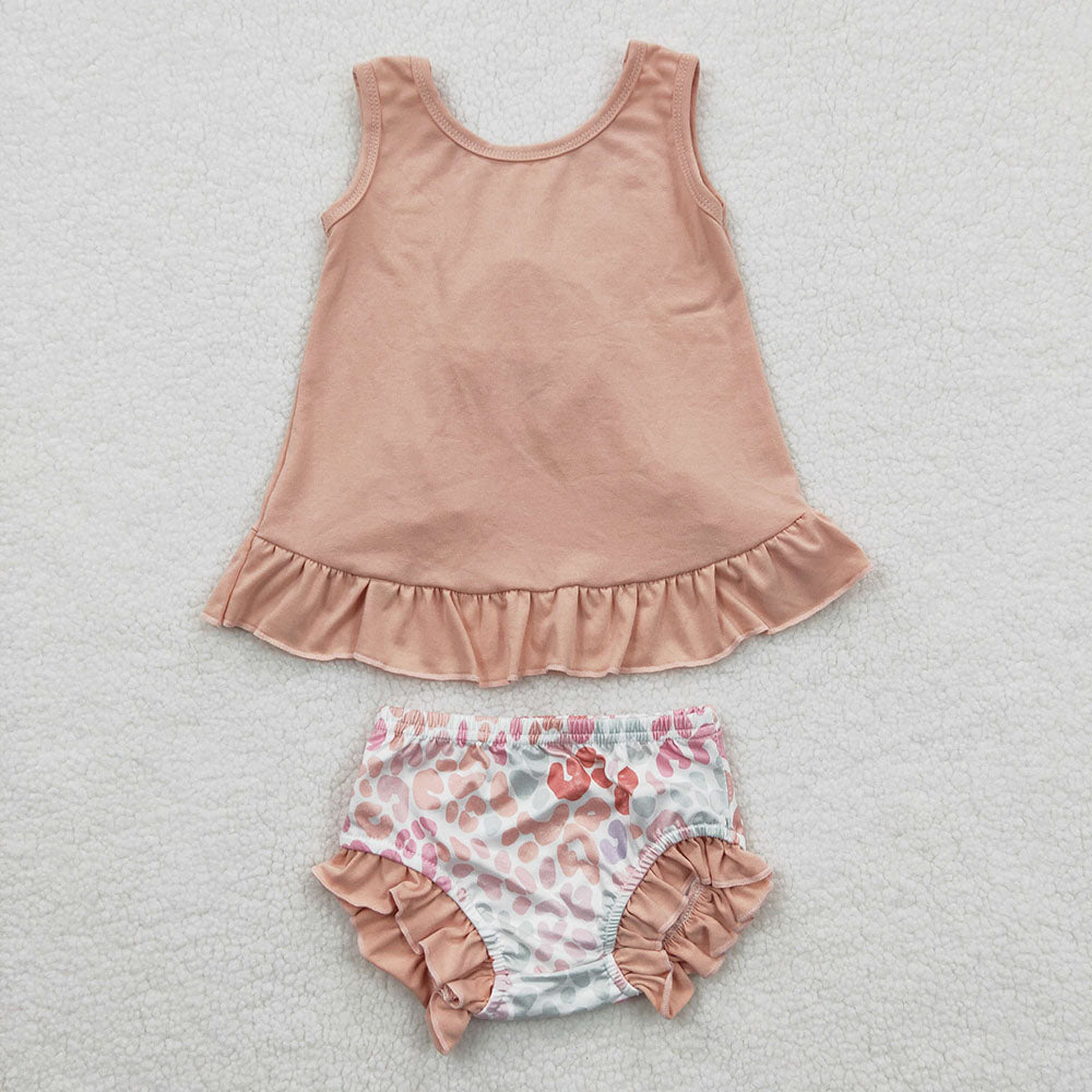 Baby Girl Sleeveless Flower Tops Bummie Shorts Sibling Clothes Set RTS