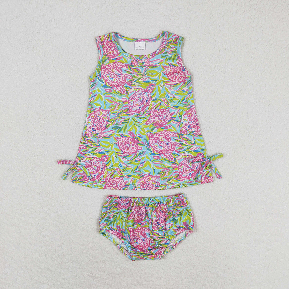 Baby Girl Sleeveless Flower Tunic Bummie Set Sibling Outfit Clothes RTS