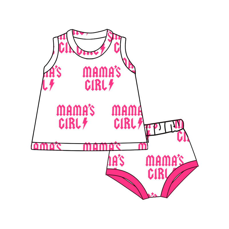 Preorder Baby Kids Mama's Girl Sleeveless Tops Bummie Clothes Set