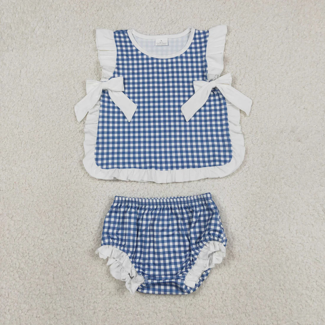 Sibling Baby Boys Girls Kids Plaid Tops Bummie Shorts Sets Summer Clothes RTS