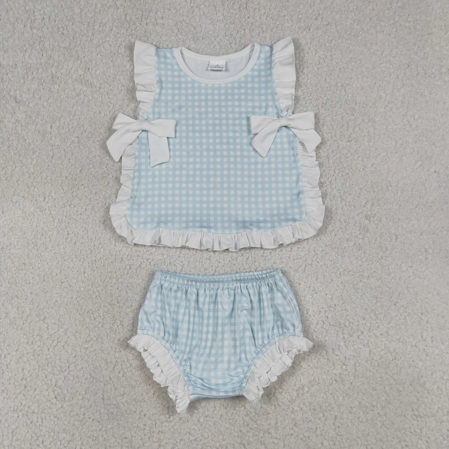 Sibling Baby Girls Kids Plaid Tops Bummie Shorts Sets Summer Clothes RTS