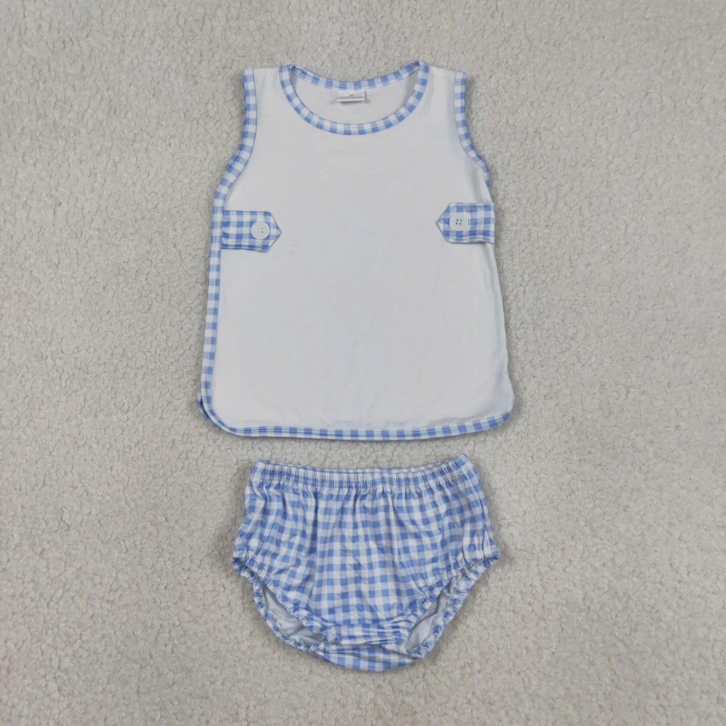 Sibling Baby Boys Girls Kids Plaid Tops Bummie Shorts Sets Summer Clothes RTS