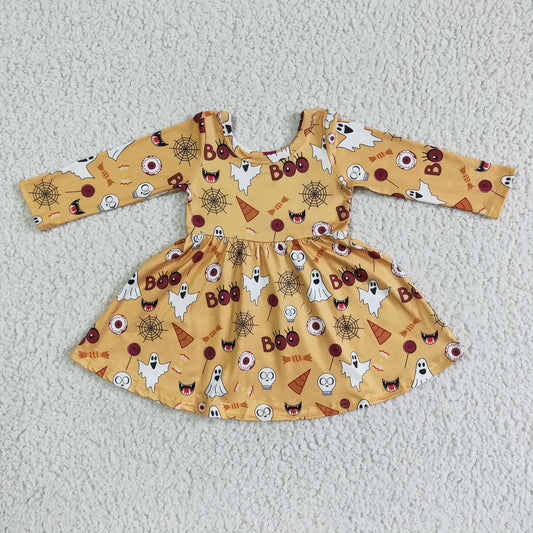 Promotion Baby Girl Long Sleeves Halloween Ghost Dress