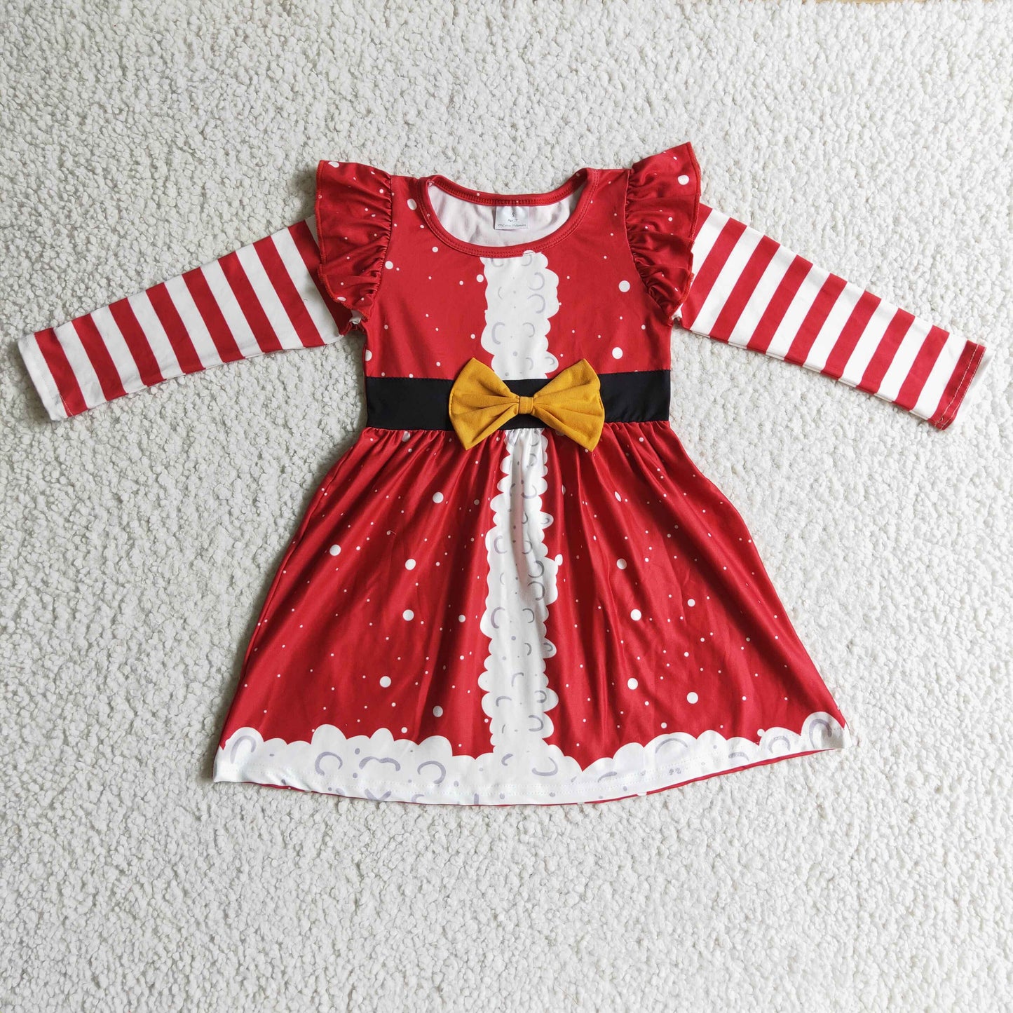 Promotion Baby Girl Red White Santa Christmas Dress