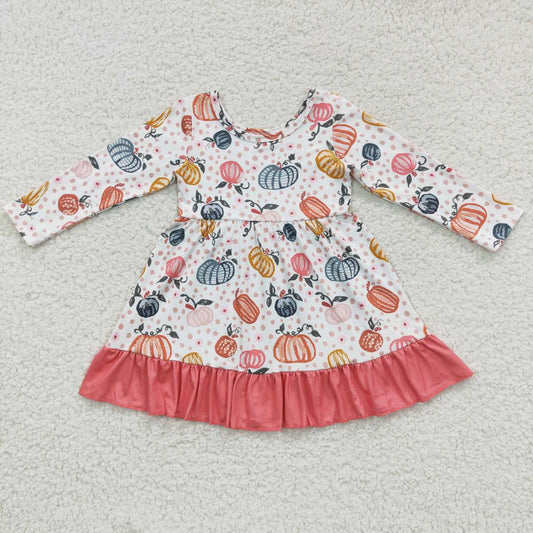 Promotion Baby Girl Long Sleeves Pumpkin Dress RTS