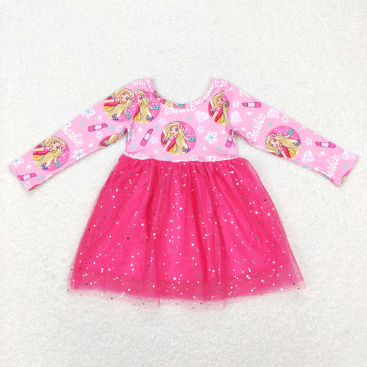 Promotion Baby Girl Short Sleeves Doll Pink Tulle Dress RTS