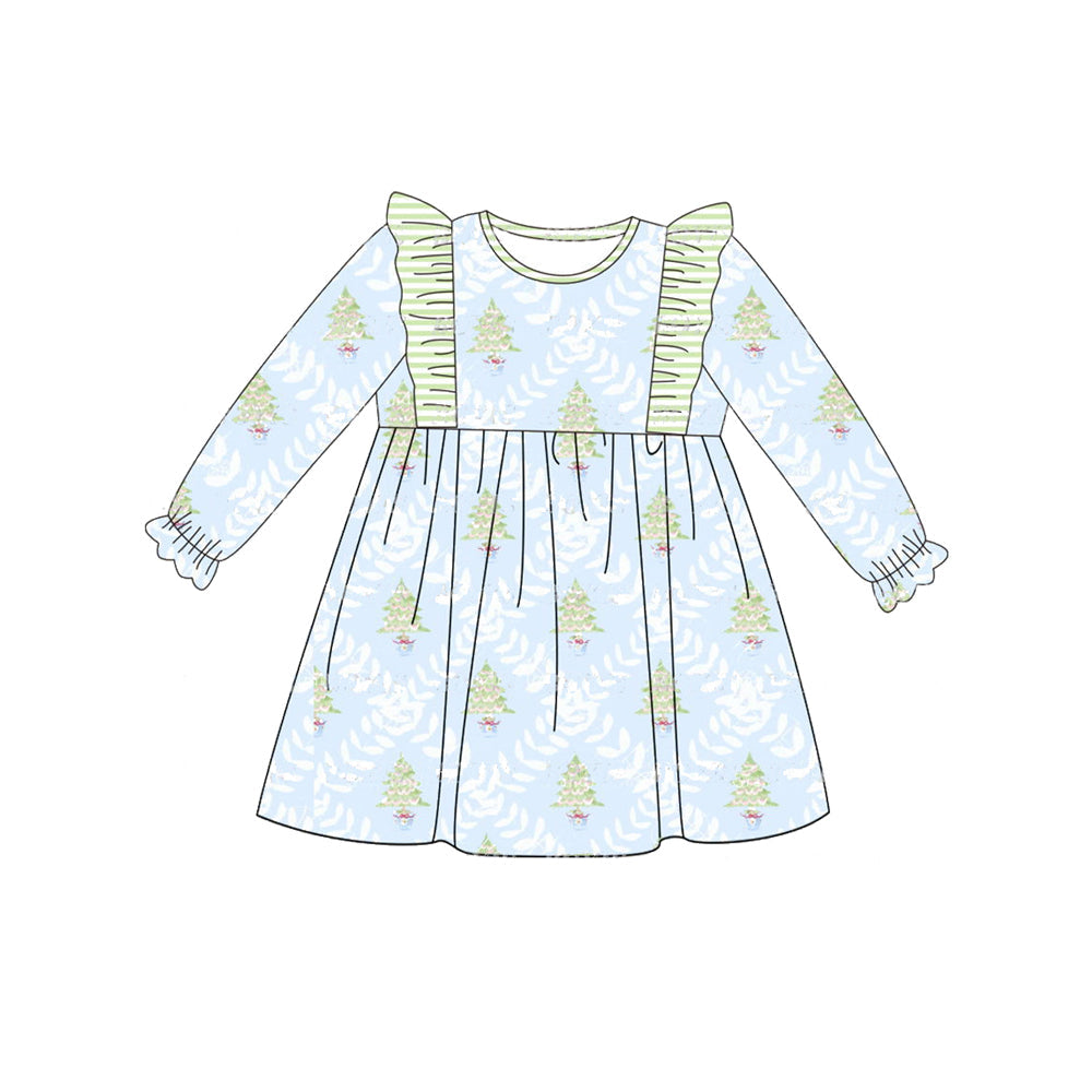 Pre-order Baby Girl Christmas Tree Long Sleeves Dress