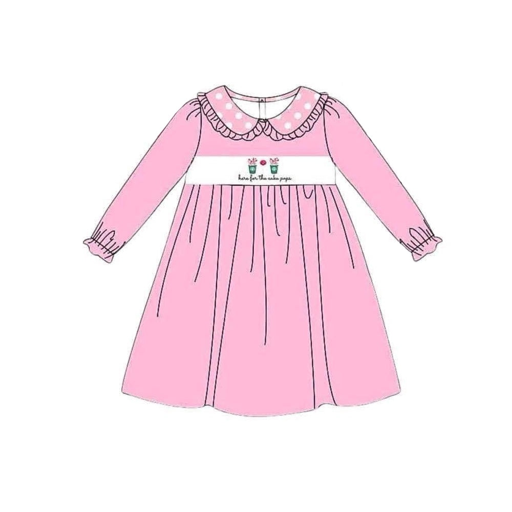 Pre-order Baby Girl Long Sleeves Pink Coffee Dress