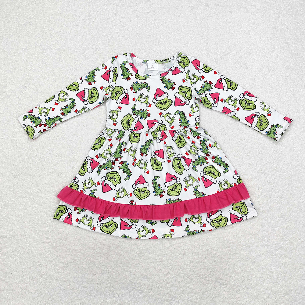 Boys Girls Adult Family Christmas Green Face Sibling Dress Romper Set Kids Pajamas RTS