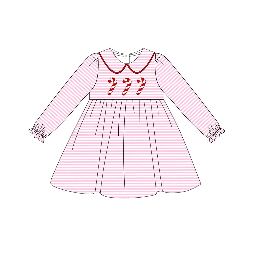 Pre-order Baby Girl Christmas Candy Cane Pink Dress
