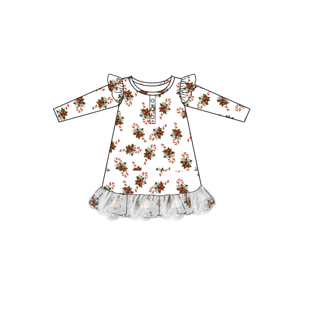 Pre-order Baby Girl Christmas Holly Candy Cane Dress