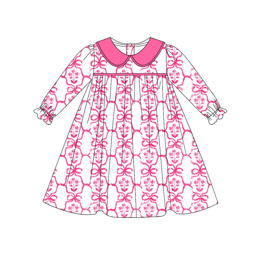 Pre-order Baby Girl Pink Bows Flower Dress