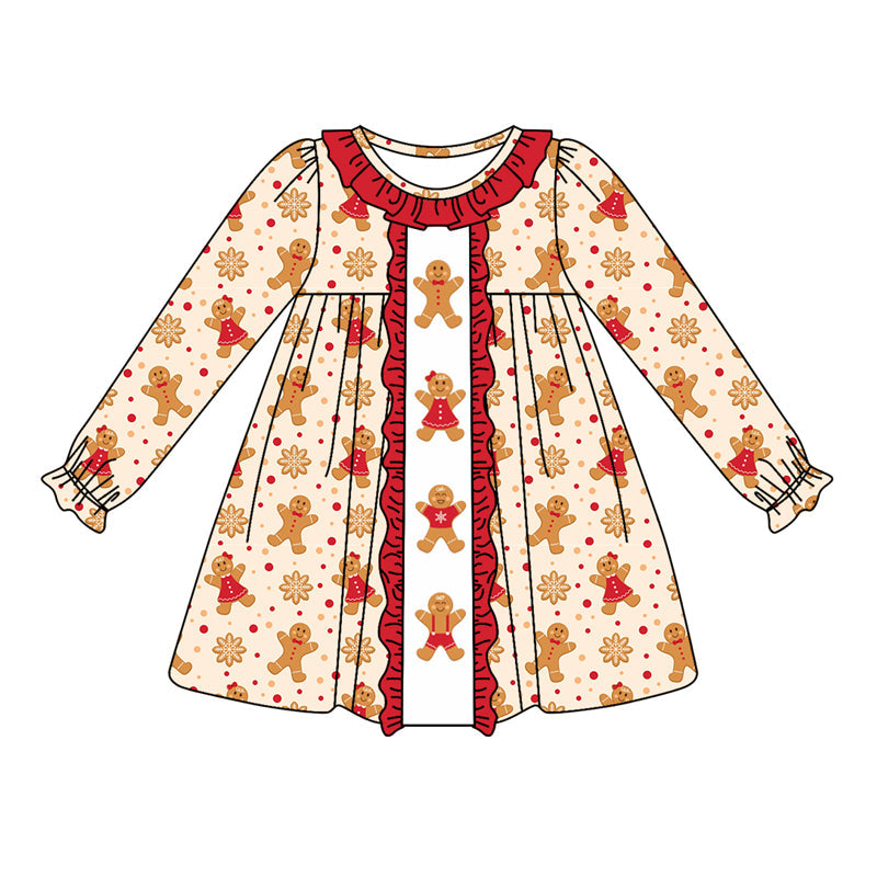 Pre-order Baby Girl Christmas Gingerbread Ruffle Dress