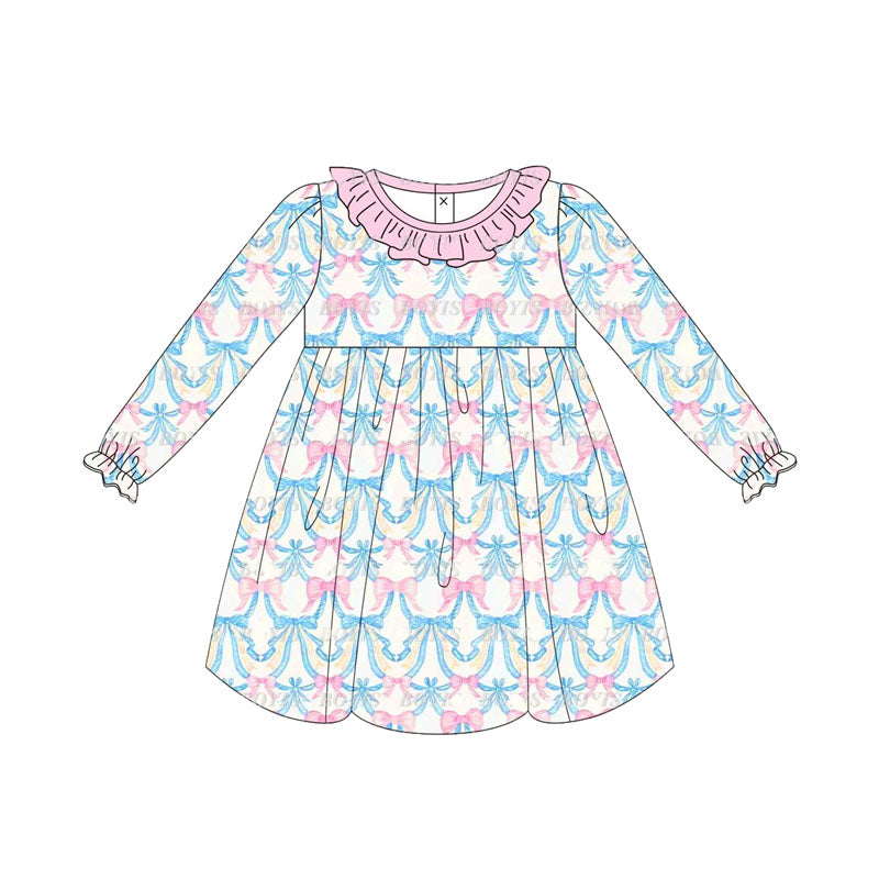 Pre-order Baby Girl Long Sleeves Bows Dress