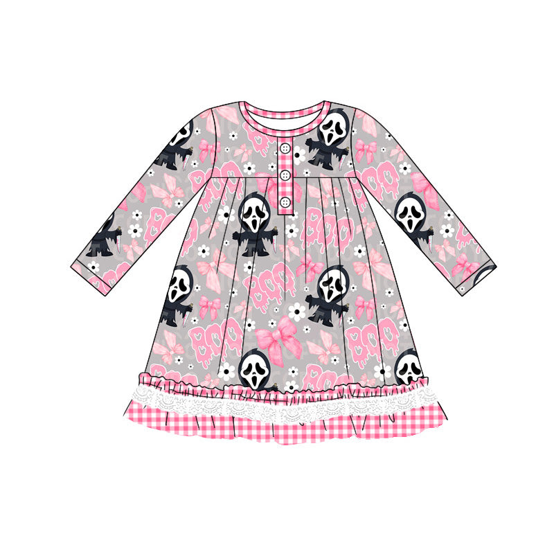 Pre-order Baby Girl Halloween Boo Bows Flower Dress