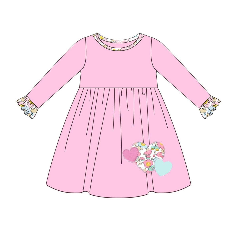 Pre-order Baby Girl Valentines Floral Heart Pink Dress
