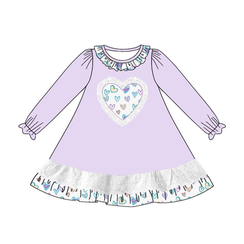 Pre-order Baby Girl Hearts Valentines Ruffle Purple Dress