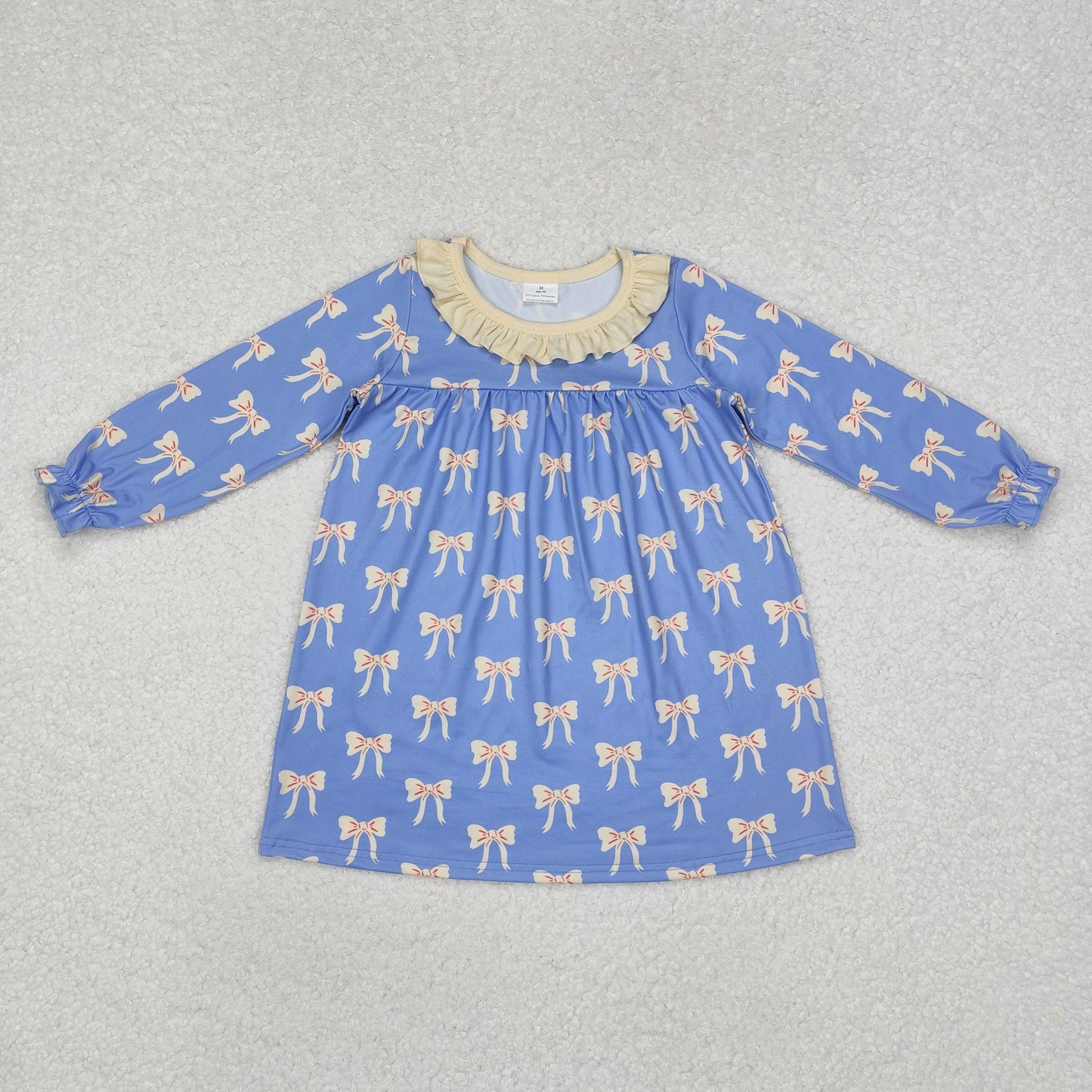 Baby Girl Kids Long Sleeves Bows Sibling Blue Romper Dress Clothing RTS