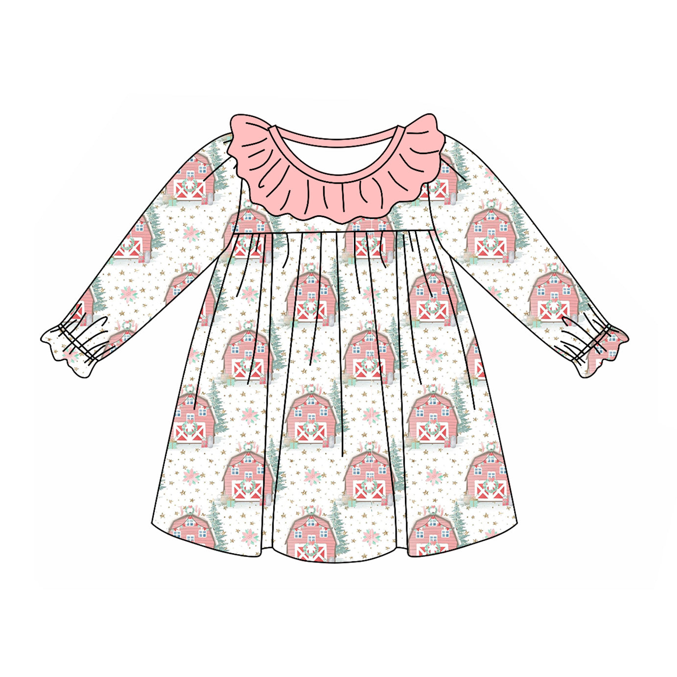 Pre-order Baby Girl Farm House Flower Christmas Dress