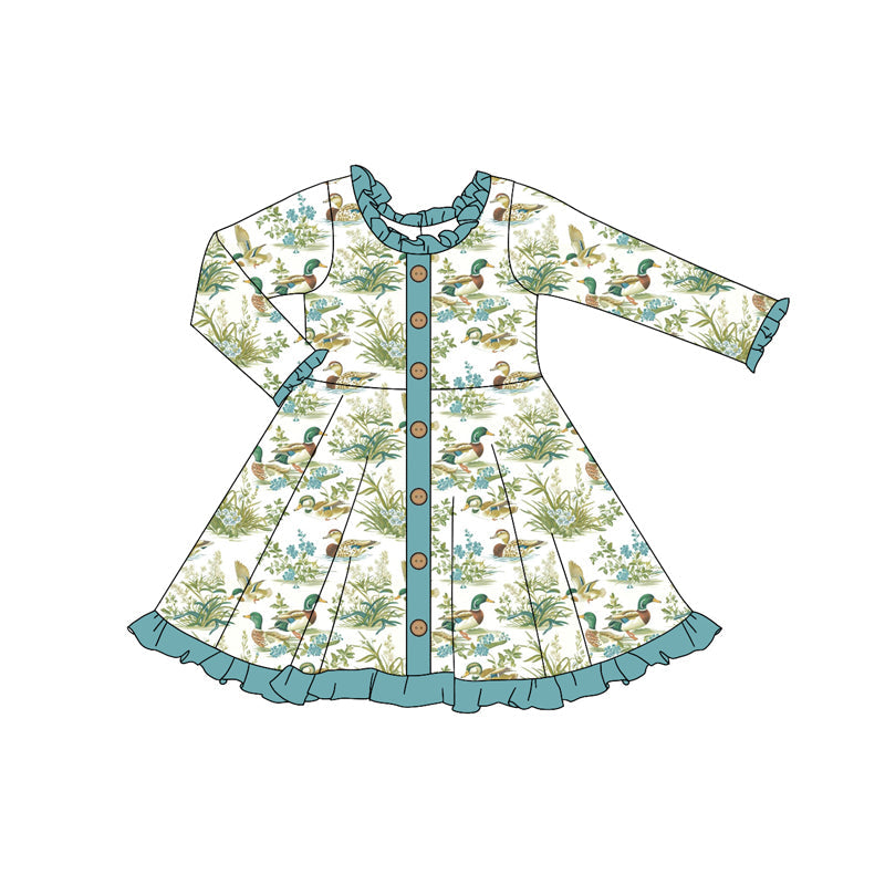 Pre-order Baby Girl Long Sleeves Ducks Hunting Dress