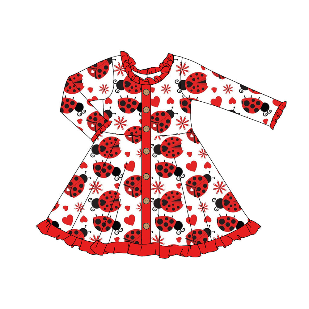 Pre-order Baby Girl Valentines Ladybugs Hearts Dress
